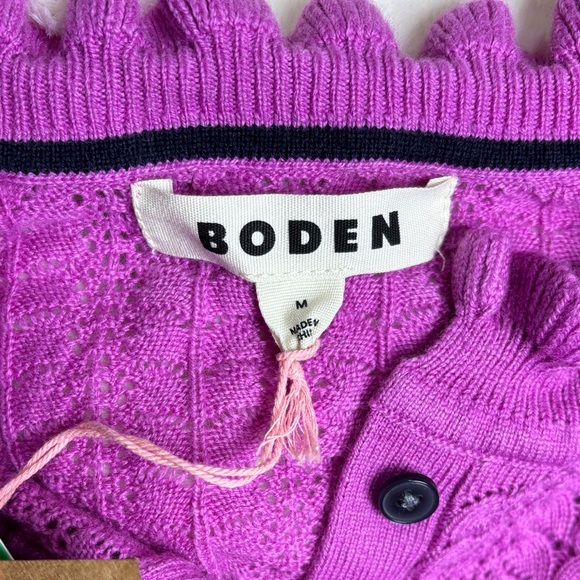 Boden Tia Pointelle Ruffle Frilled Cardigan Sweater Pink coquette Cottagecore - Picture 4 of 11